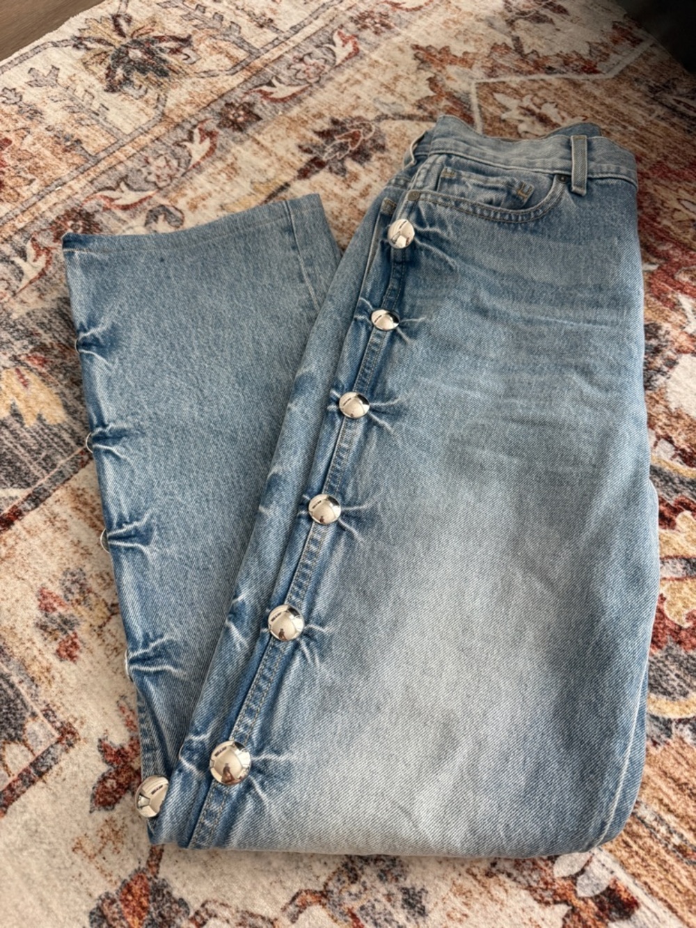 Khaite Danielle Women’s Straight-Leg Jeans with Side Ring Detail - Picture 12 of 17